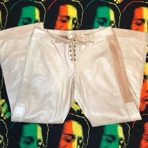 Vintage Beige Leather Bell Bottoms